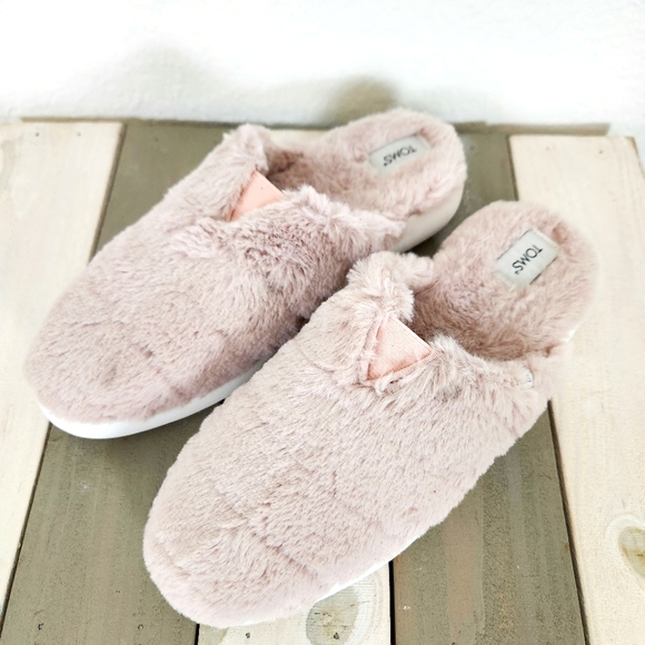 Toms | Alpargata Mallow Mule Fluff Slippers Pink Size 8 - Picture 2 of 7